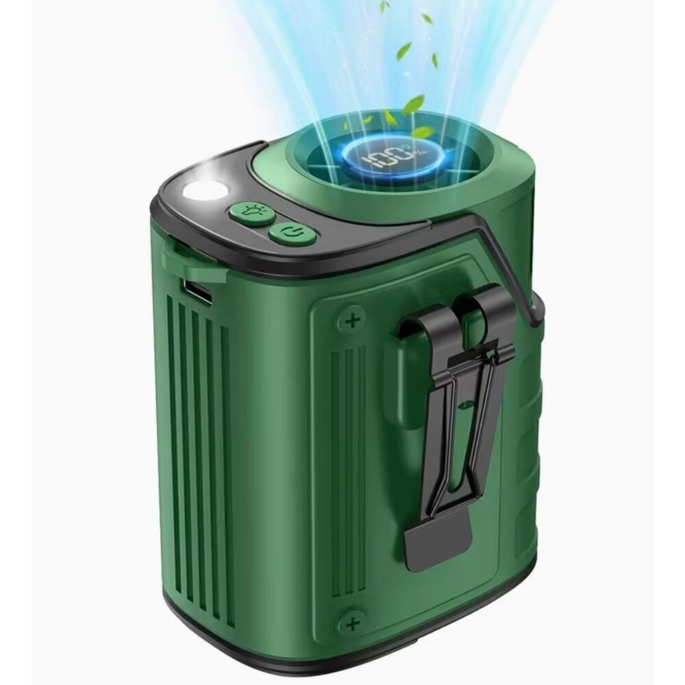 Green - 3-in-1 rechargeable portable fan, power bank with light